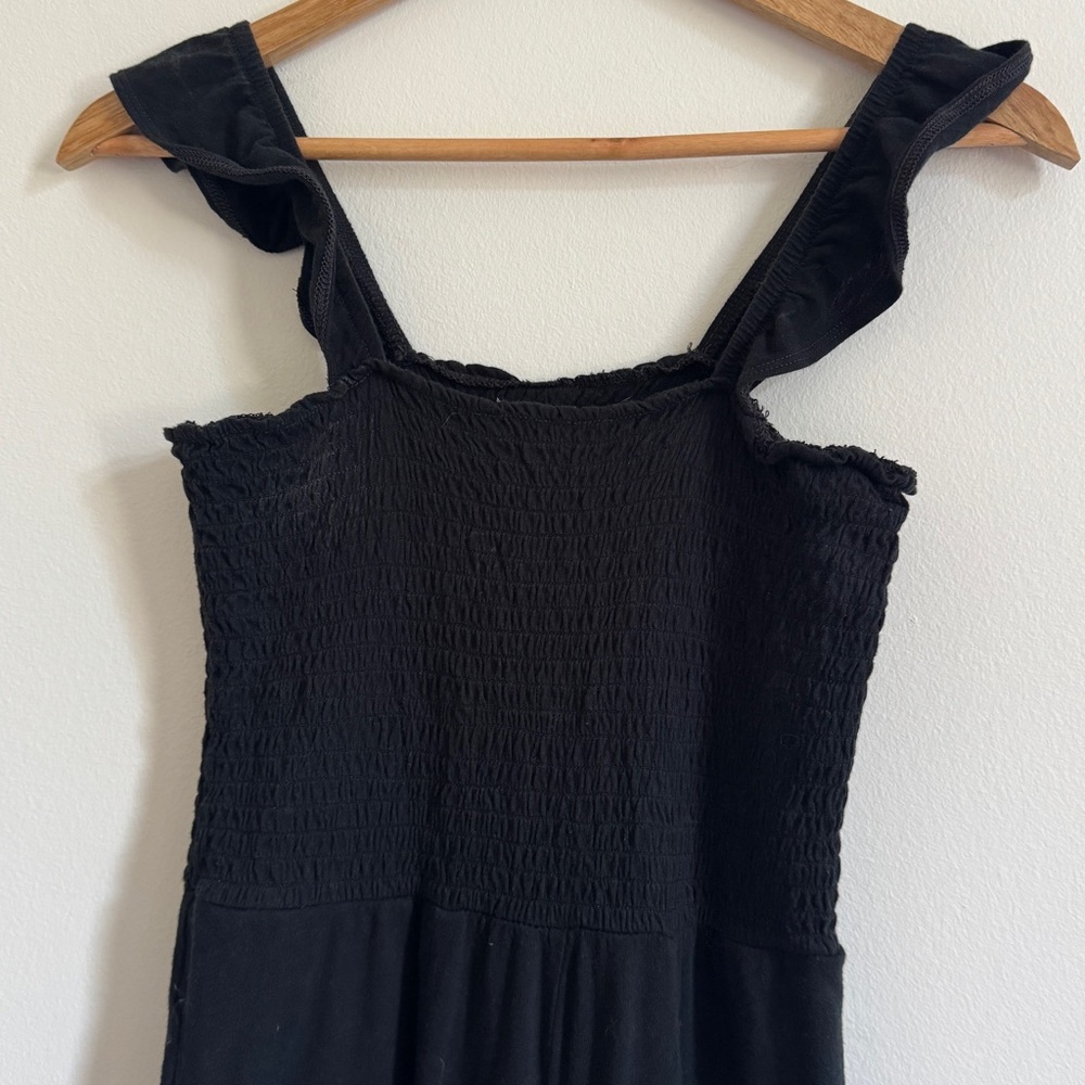 Aerie Smocked Wide Leg Jumpsuit Size Small Black - Picture 4 of 7
